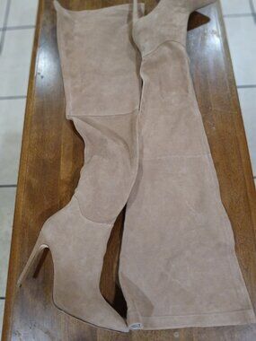 RAYE Tan Suede Thigh Height Stiletto Boots sz 8.5 M